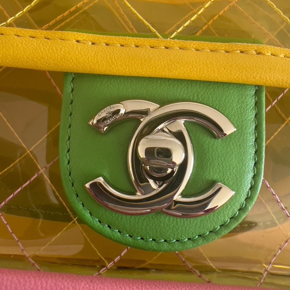 Chanel 18S Coco Splash Pastel Rainbow PVC Medium Flap Bag - Picture 4 of 11